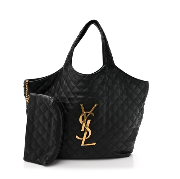 Yves Saint Laurent Black Quilted Tote with Gold Logo - Copy - Picture 3 of 16